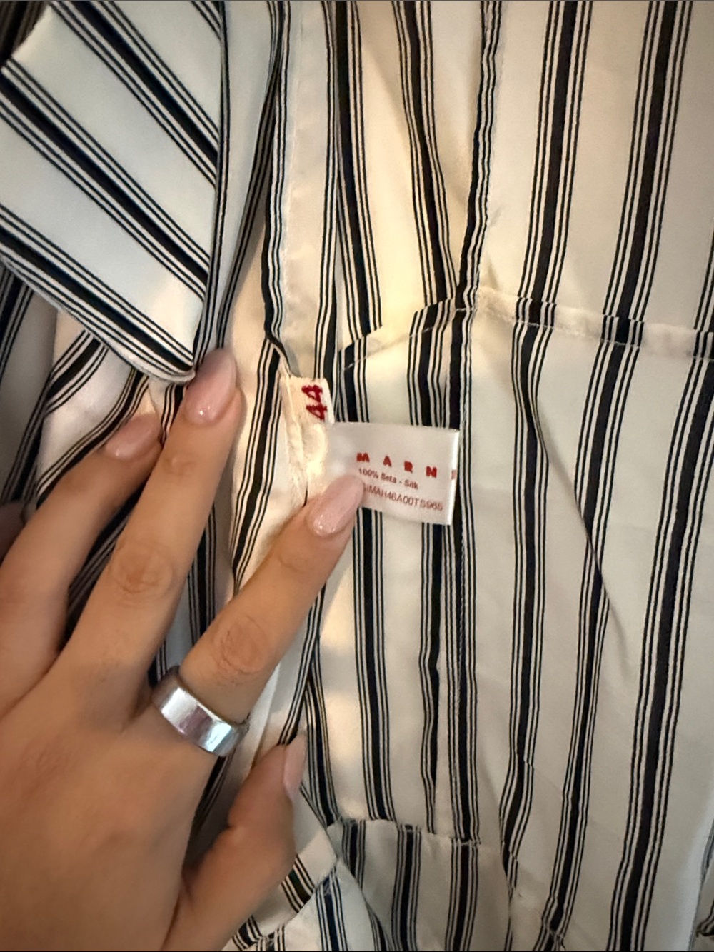 Marni Cream and Black Striped Tie-Waist Blouse - Picture 6 of 8